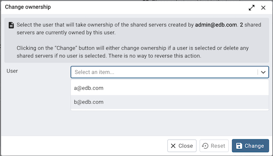 Change ownership dialog