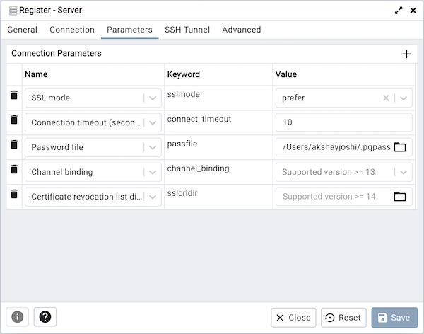 Server dialog ssl tab