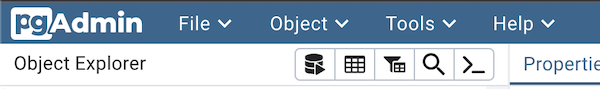pgAdmin Toolbar